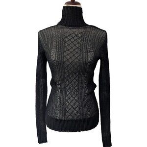 Sheer Black Crinkle Turtleneck